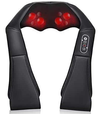 Neck and Shoulder Back Massager with Heat Function, Shiatsu Electric Massage for Muscle Tension Pain Relief, Birthday Gift Christmas Gifts Ideas for Women Mem (BLACK)